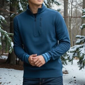 NWOT SMARTWOOL Intraknit Merino Tech 1/4 Zip Pullover in Twilight Blue L